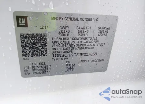 2018 Chevrolet Suburban Lt z USA, uszkodzony, nr VIN 1GNSCHKC3JR217858